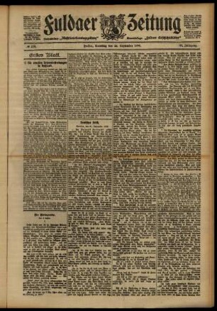 Erste Ausgabe vom Samstag, den 22. September 1906.