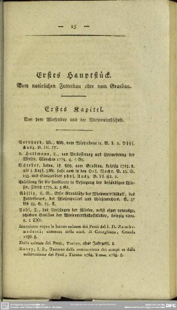 Erstes Hauptstück. Vom natürlichen Futterbau oder vom Grasbau