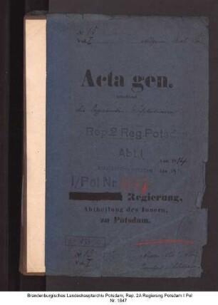 Maßnahmen gegen Vagabunden, Bettler und Landstreicher. Allgemeines