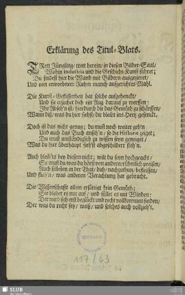Erklärung des Titul-Blats