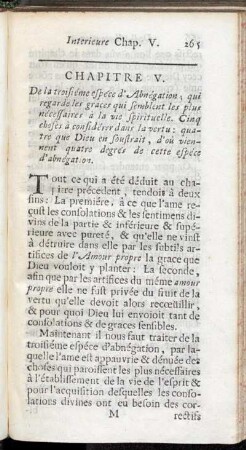 Chapitre V. De la troisiéme espéce d'Abnégation; qui regarde les graces qui semblent les plus nécessaires à la vie spirituelle. [...]