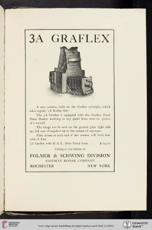 Folmer & Schwing Division, Eastman Kodak Company [3A Graflex Camera]