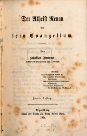 Gesammelte Erzählungen und poetische Schriften, [14]. Der Atheist Renan und sein Evangelium