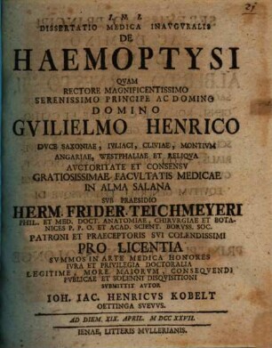 Diss. med. inaug. de haemoptysi