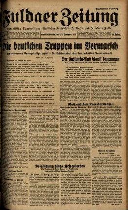 Ausgabe vom Sonntag, den 03. September 1939.