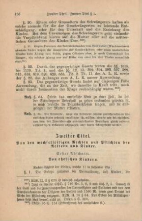 Zweiter Titel. Von den wechselseitigen Rechten und Pflichten der Aeltern und Kinder.