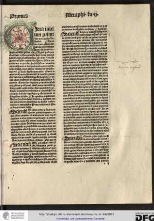 Circa initium primi libri metaphisice Arestotelis, queritur primo utrum ista scientia que metaphisica dicitur sit scientia distincta ab aliis partibus phisice.