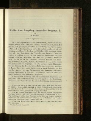Studien über Koppelung chemischer Vorgänge. I.