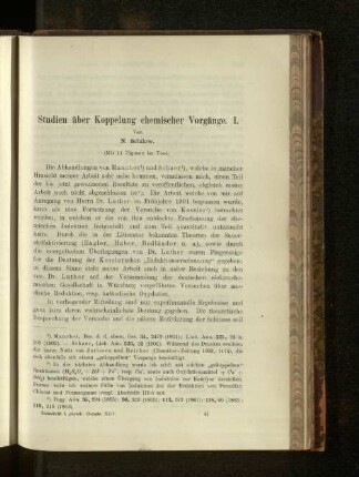 Studien über Koppelung chemischer Vorgänge. I.