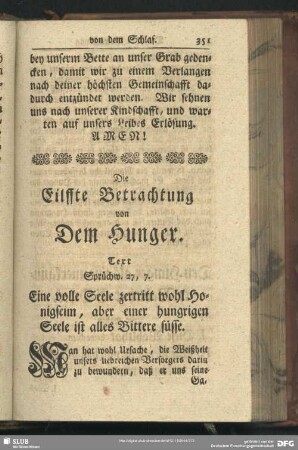 Die Eilffte Betrachtung von Dem Hunger