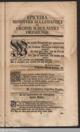 Epicedia Ministerii Ecclesiastici et Ordinis Scholastici Dresdensis