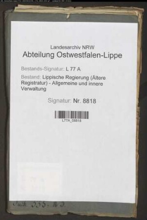 Wege-(Chaussee-)gelderhebung zu Hohenhausen