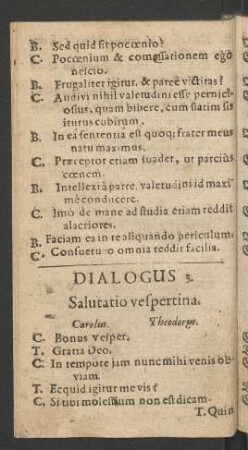 Dialogus 3. Salutatio vespertina.
