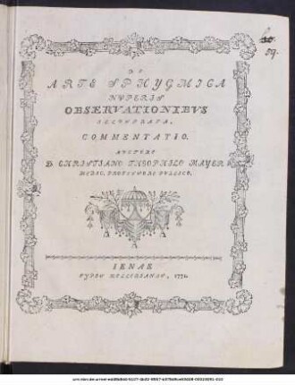De Arte Sphygmica Nuperis Observationibus Illustrata, Commentatio