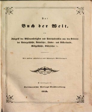 Buch der Welt : illustrirtes Volksblatt, 1848