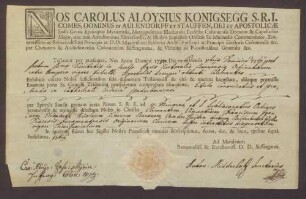 Erteilung der vier niederen Weihen für Clemens Vinzenz von der Heyden gen. Belderbusch.