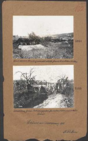 Eine im Sturmlauf unversehrt erbeutete franzö. 12 cm Batterie bei Aury