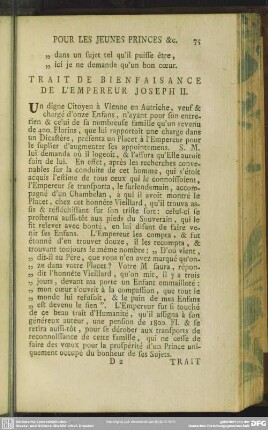 Trait De Bienfaisance De L'Empereur Joseph II.