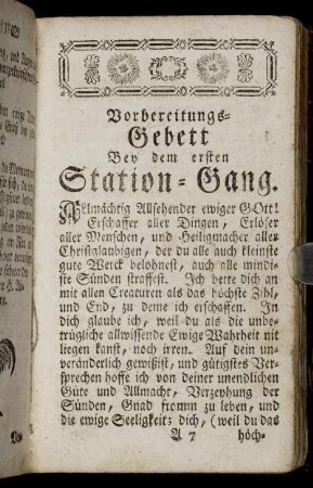 Vorbereitung-Gebett Bey dem ersten Station-Gang.