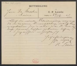 Brief an B. Schott's Söhne : 24.12.1881