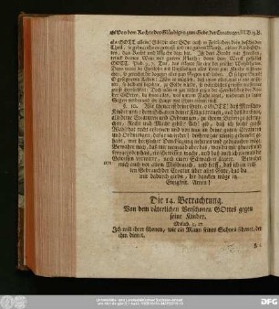 Die 14. Betrachtung. Von dem väterlichen Verschonen Gottes gegen seine Kinder.