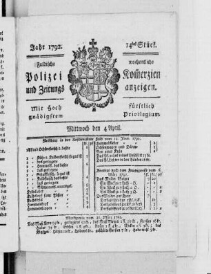 14tes Stück., Ausgabe vom 4. April 1792