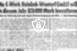 Die E-Werk Reinbek-Wentorf GmbH will in diesem Jahr 826000 [Name maskiert]