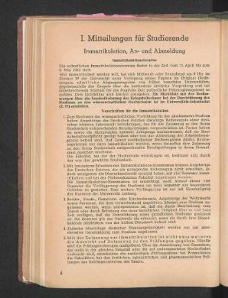 Immatrikulation, An- und Abmeldung