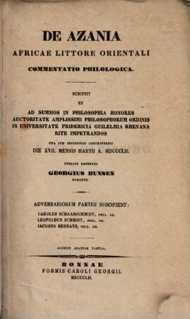 De Azania Africae littore Orientali commentatio philologica