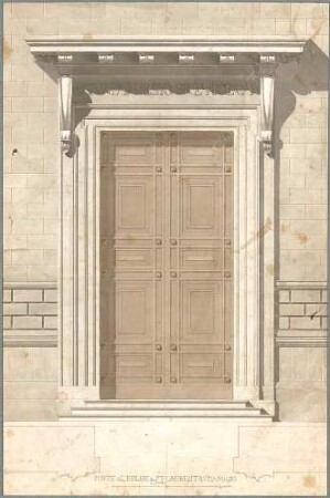 ohne Verfasserangabe; Damaso (Rom, Italien); San Lorenzo - Ansicht, Tür mit Inschrift