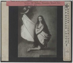Ribera, Hl. Agnes im Gefängnis, als sie der Engel mit dem Tuch bekleidet (Dresden GAM 683)