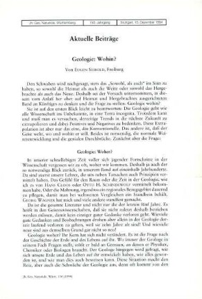 Geologie: Wohin?