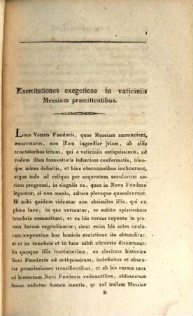 Appendix hermeneuticae seu exercitationes exegeticae. 1, Vaticinia de Messia