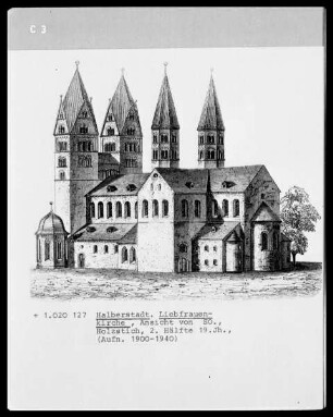 Ansicht der Liebfrauenkirche in Halberstadt von Südosten