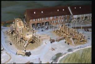 Diorama der kurfürstlichen Werft in Havelberg, Maßstab 1:50, Detailansicht