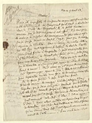Brief von Giacomo Meyerbeer an Unbekannt