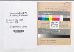 Entnazifizierung Oscar Ungermann , geb. 26.12.1905 (Buchhalter)