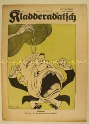 Satirezeitschrift "Kladderadatsch" zu den Forderungen Clémenceaus (Titelkarikatur)