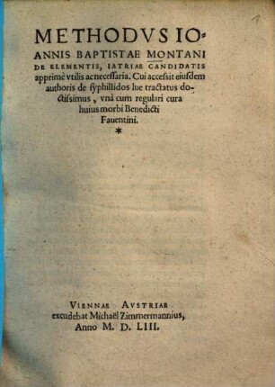 Ioan. Bapt. Montani Methodus de elementis