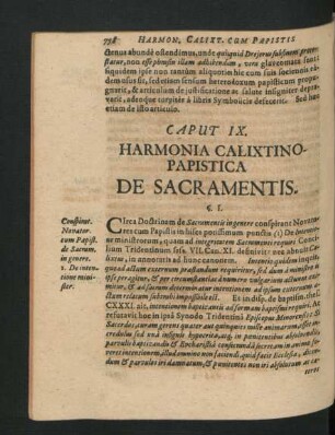 Caput IX. Harmonia Calixtino-Papistica De Sacramentis.