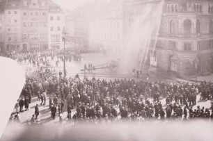 Bautzen, Hauptmarkt, Übungseinsatz der Feuerwehr