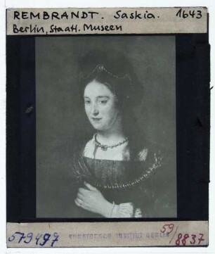 Rembrandt, Halbfigur einer Frau mit Barett (früher: Saskia) (Berlin GG 812)