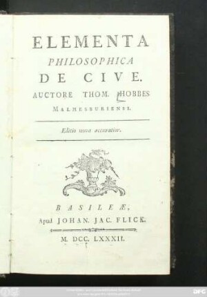 Elementa Philosophica De Cive