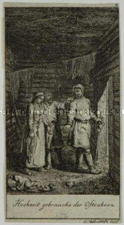 Illustrationsfolge "Hochzeits-Gebräuche bei verschiedenen Völkern", Blatt 9 (von 12) - erschienen im "Gothaischen Hofkalender" 1781