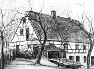 Nossen-Deutschenbora. Dorfmühle vor 1945, nach Bild von Burkhardt, Meißen, Repro