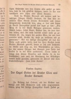 Fünftes Kapitel. Der Engel Gottes bei Bruder Elias und Bruder Bernard.