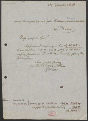 Brief an Julius Bittner : 17.01.1911
