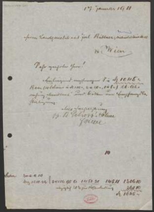 Brief an Julius Bittner : 17.01.1911