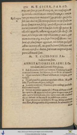 Annotationes Erasmi Roterodami et Bartholomæi Latomi in Ciceronis Paradoxa