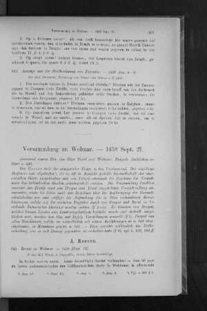 Versammlung zu Wolmar. - 1458 Sept. 21.